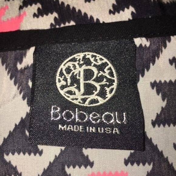 Bobeau Womens Aztec Print Loose Fit Blouse XL Gray & Coral 3/4 Sleeve 100% Polye - Picture 4 of 6